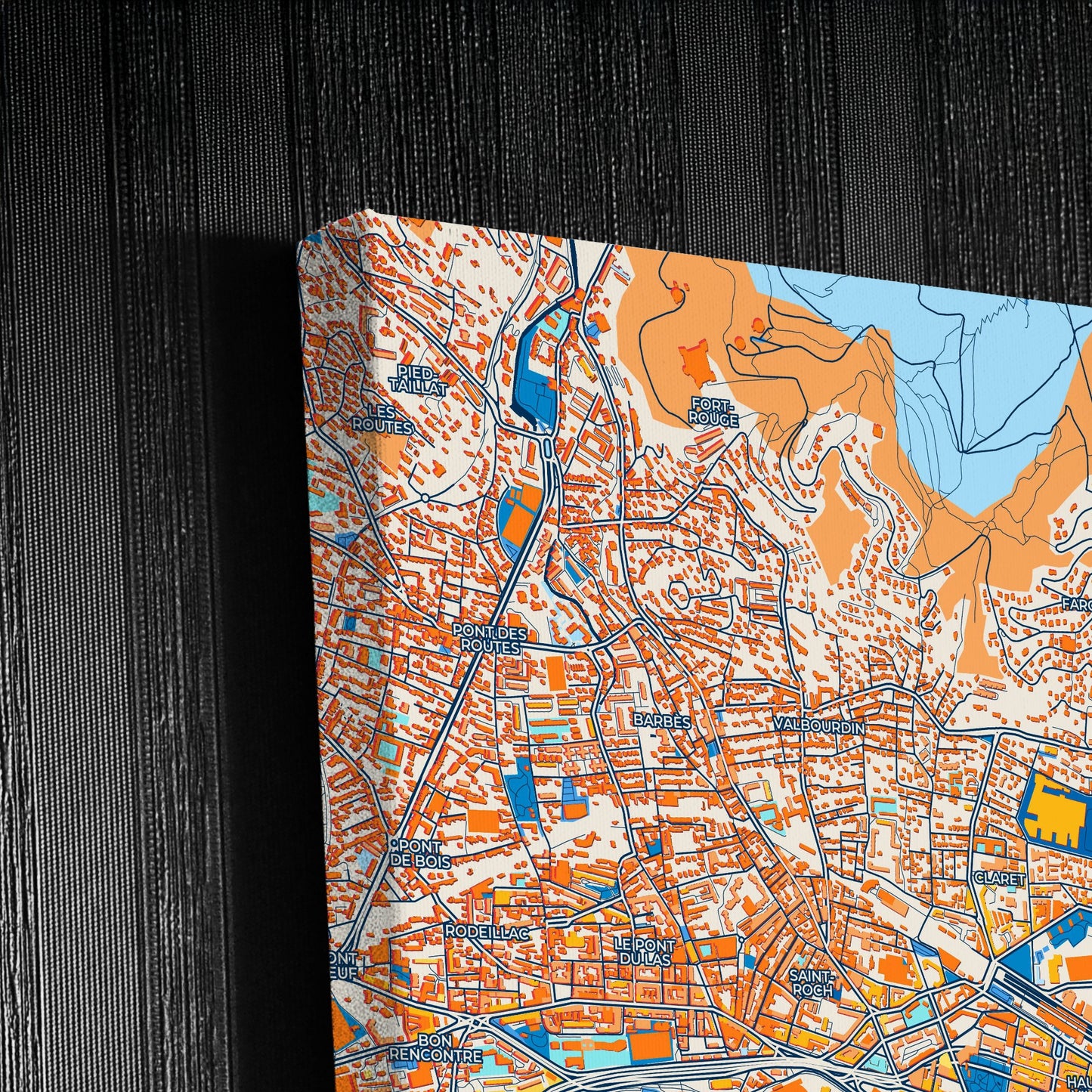 Toulon France Colorful City Map Canvas Print Detail