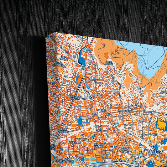 Toulon France Colorful City Map Canvas Print Detail