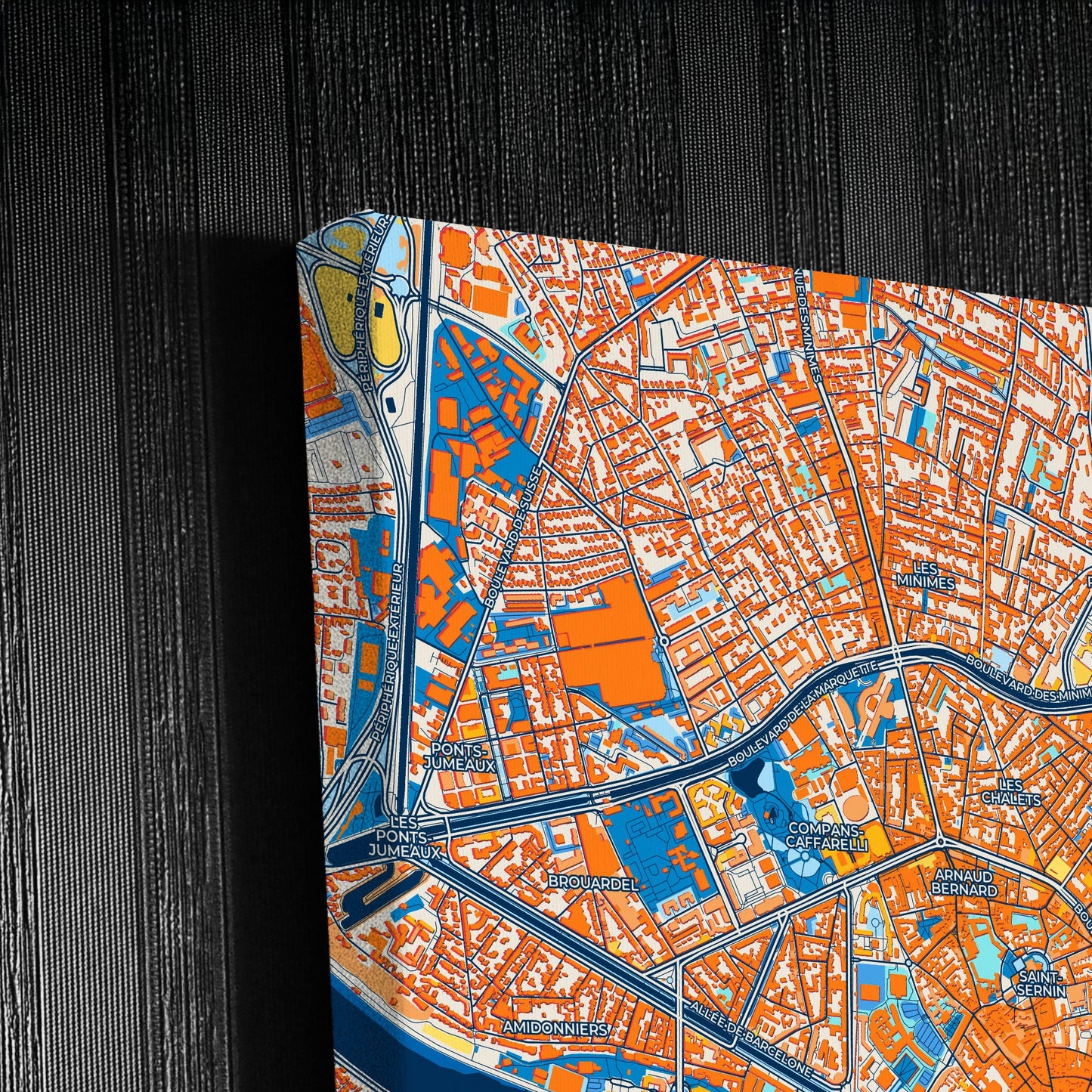 Toulouse France Colorful City Map Canvas Print Detail