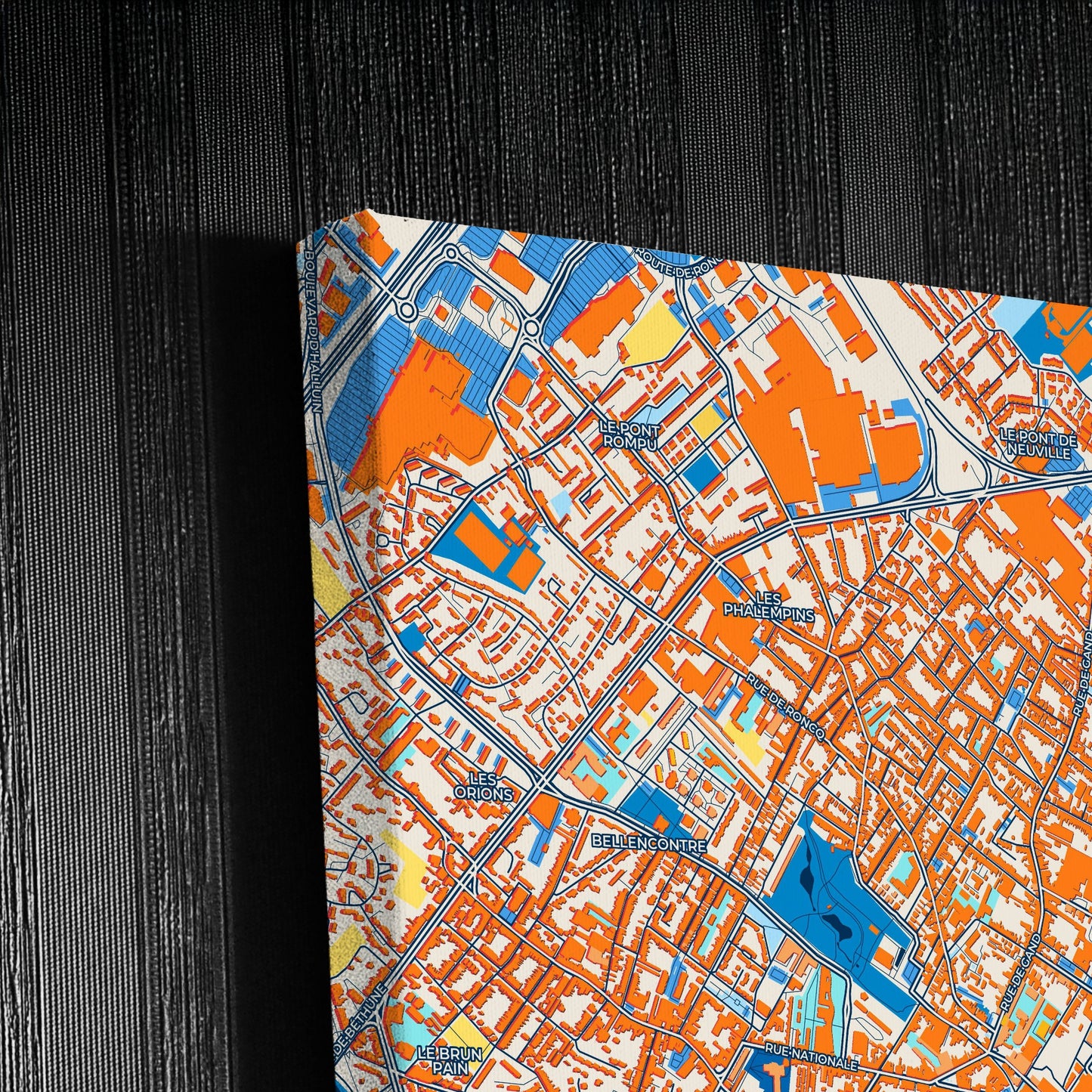 Tourcoing France Colorful City Map Canvas Print Detail