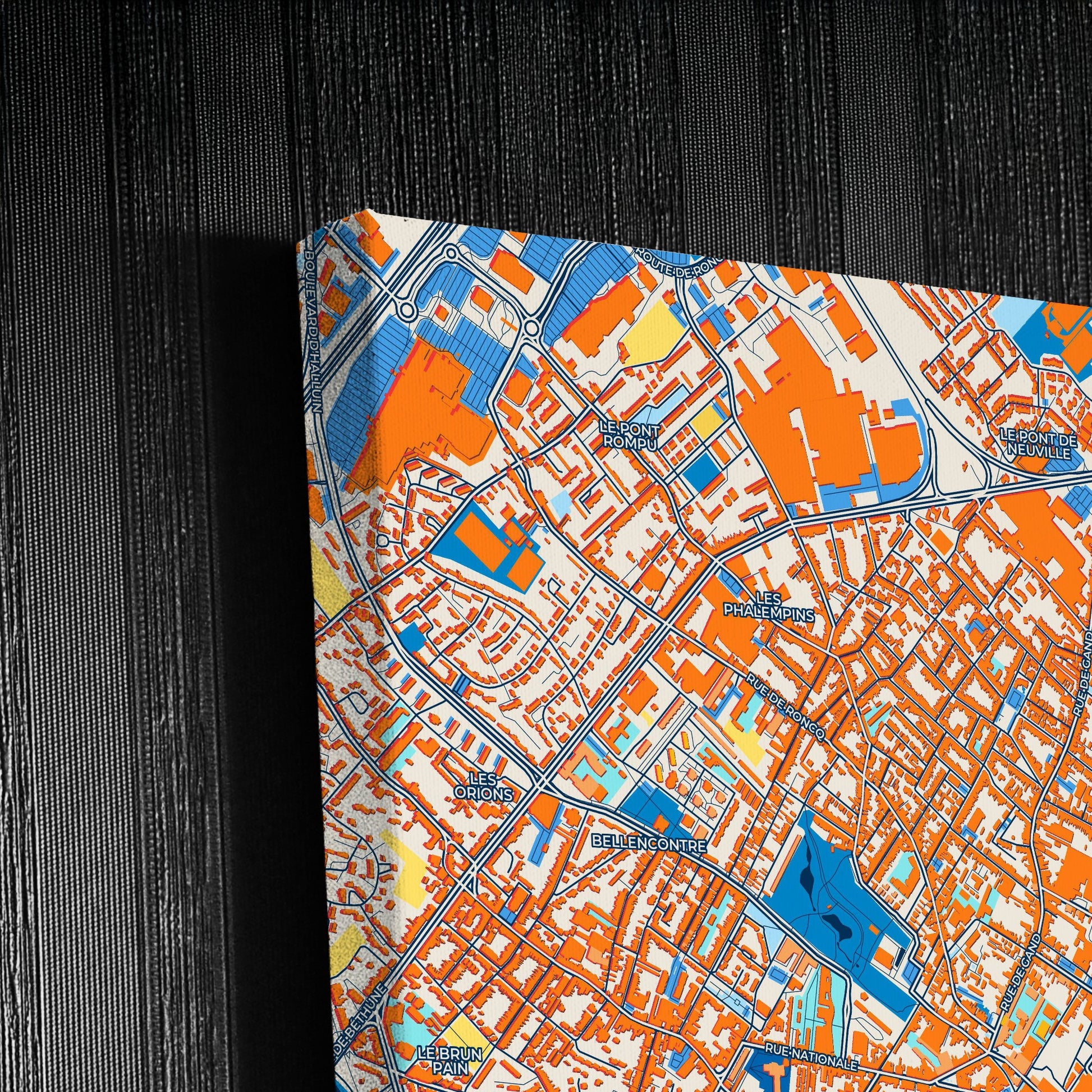 Tourcoing France Colorful City Map Canvas Print Detail