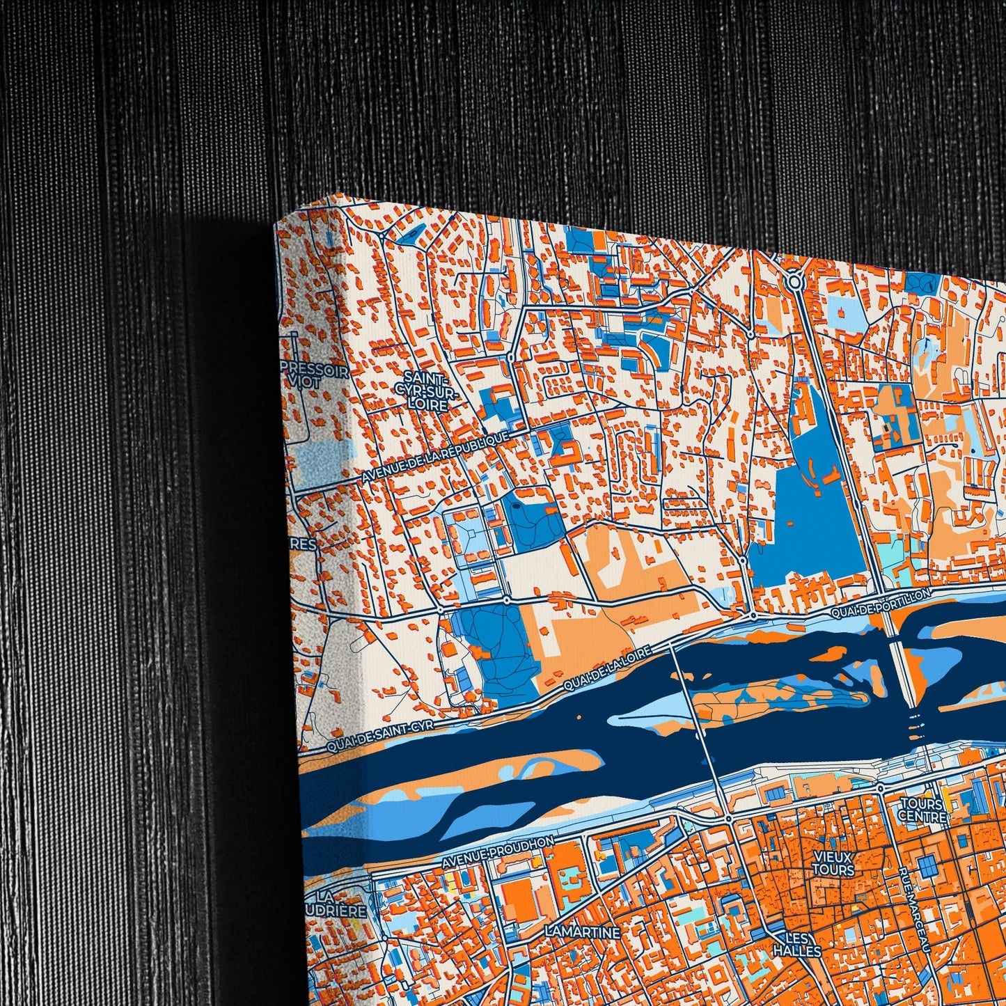 Tours France Colorful City Map Canvas Print Detail