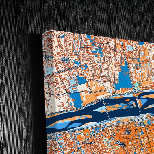 Tours France Colorful City Map Canvas Print Detail