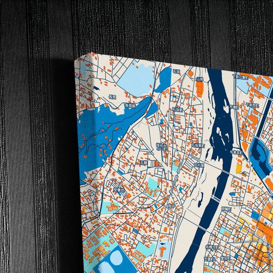 Toyama Japan Colorful City Map Canvas Print Detail