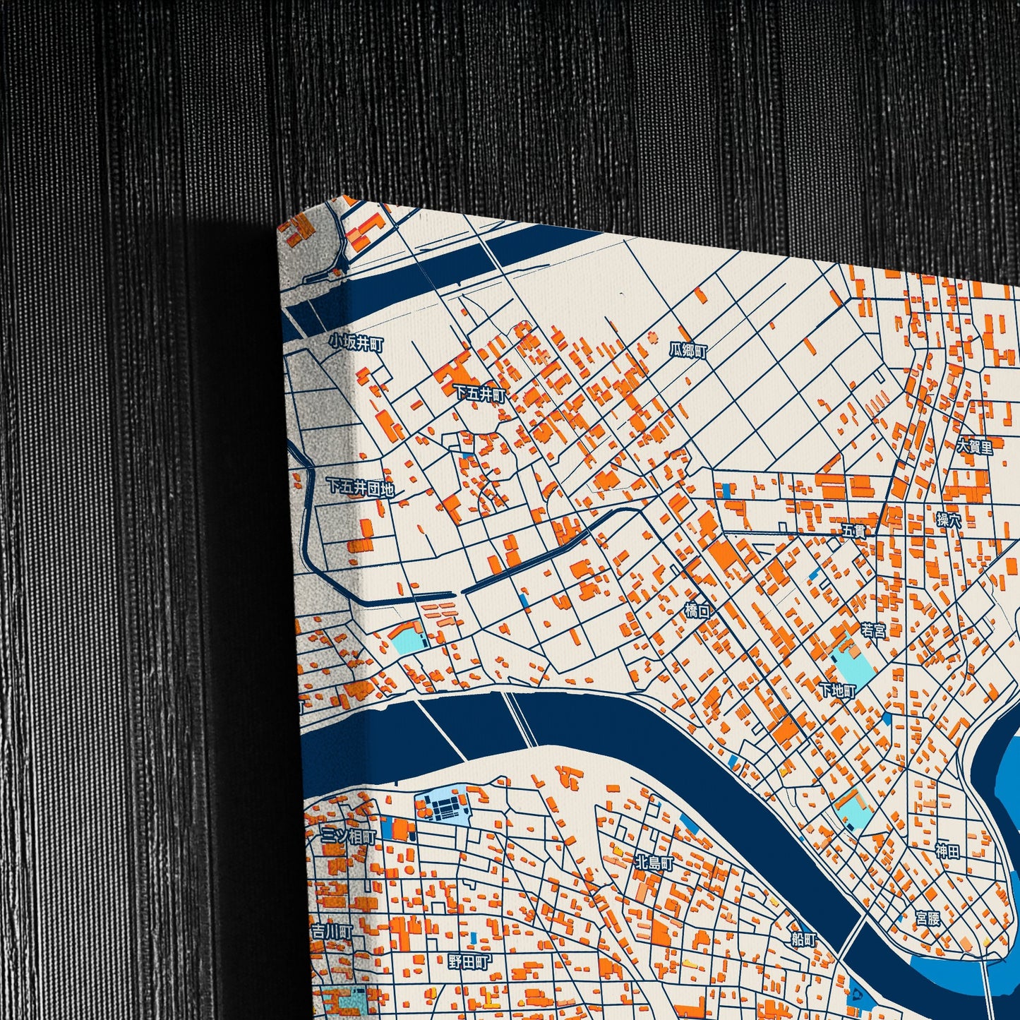 Toyohashi Japan Colorful City Map Canvas Print Detail