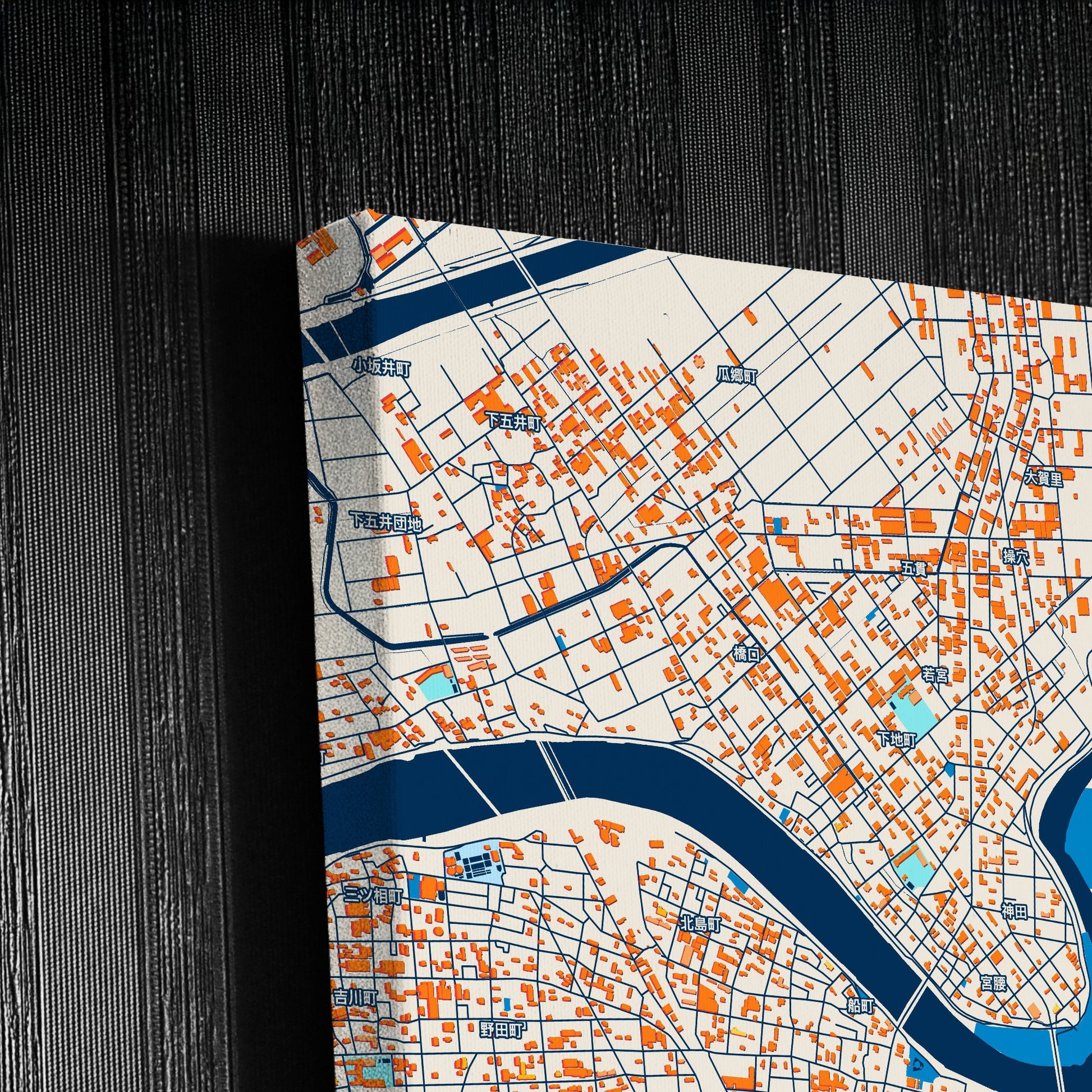 Toyohashi Japan Colorful City Map Canvas Print Detail