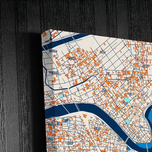 Toyohashi Japan Colorful City Map Canvas Print Detail