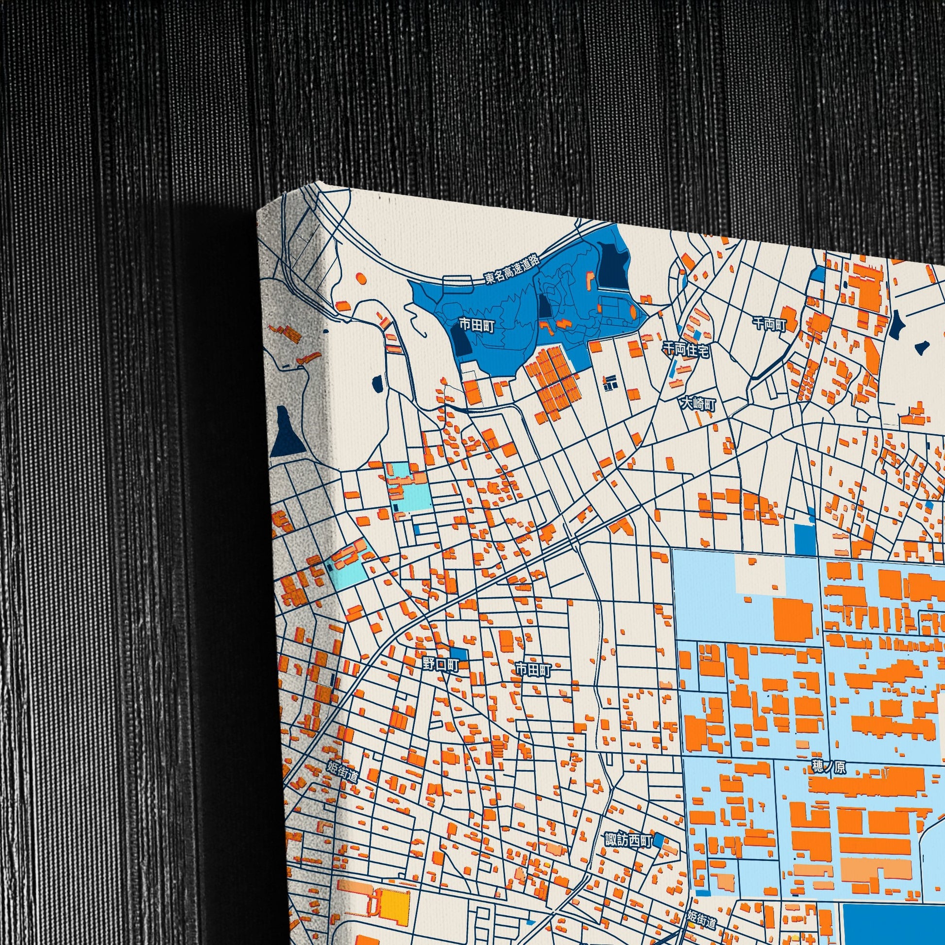 Toyokawa Japan Colorful City Map Canvas Print Detail