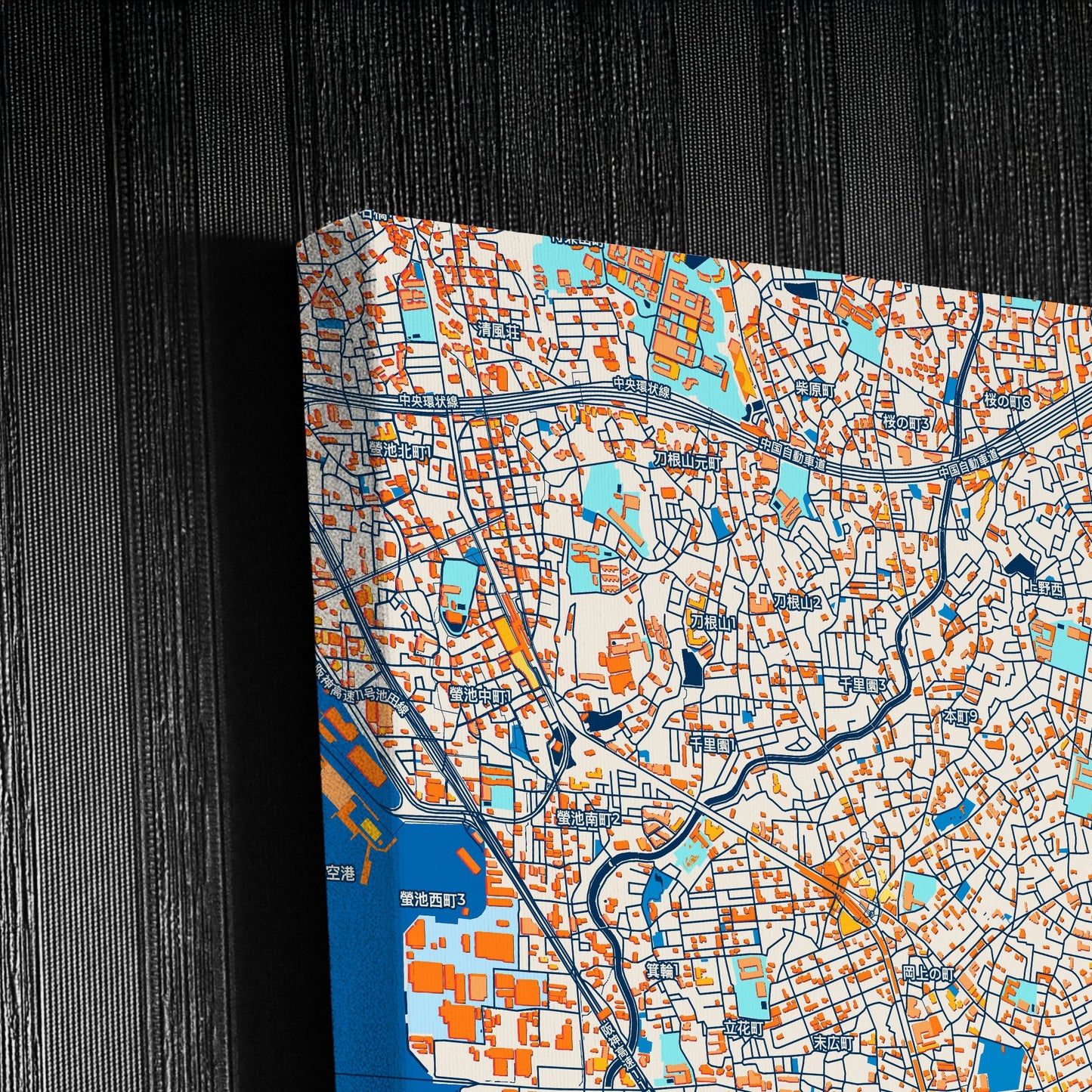 Toyonaka Japan Colorful City Map Canvas Print Detail