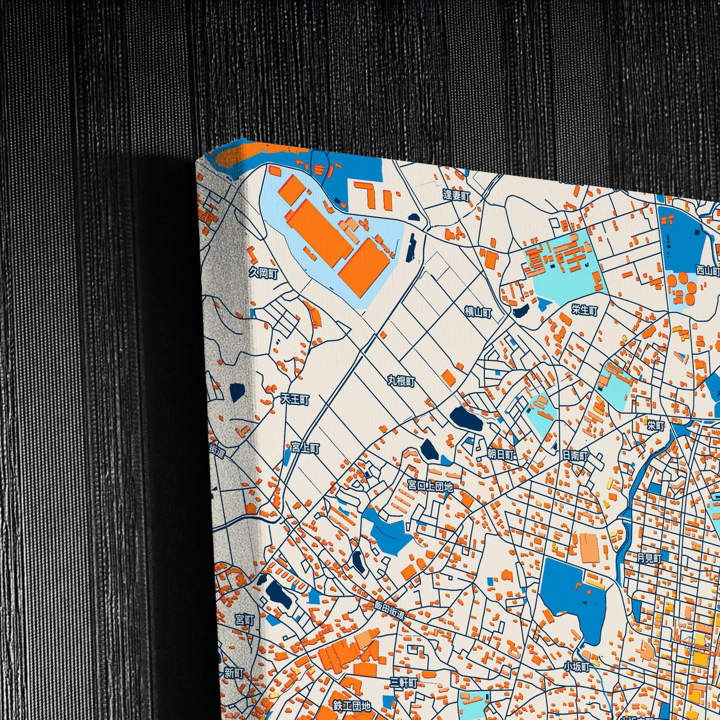 Toyota Japan Colorful City Map Canvas Print Detail