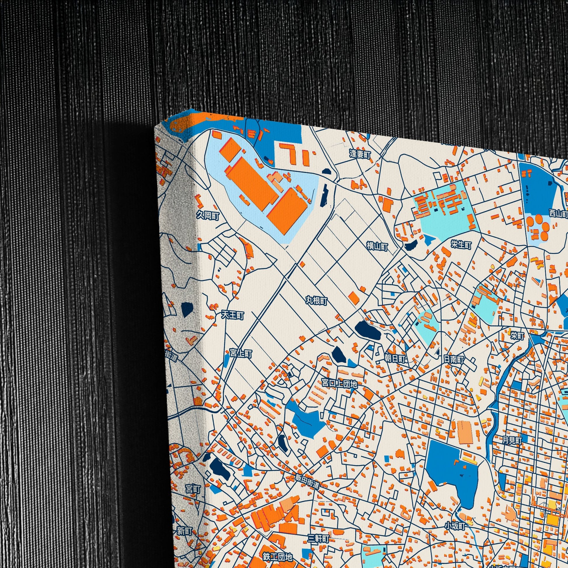 Toyota Japan Colorful City Map Canvas Print Detail