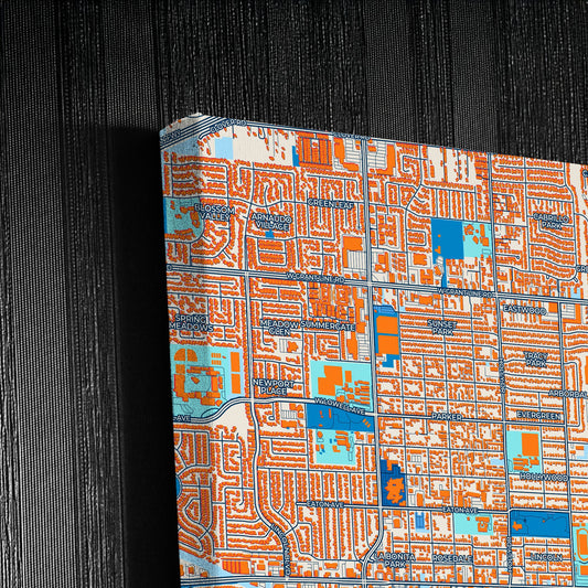 Tracy California Colorful City Map Canvas Print Detail