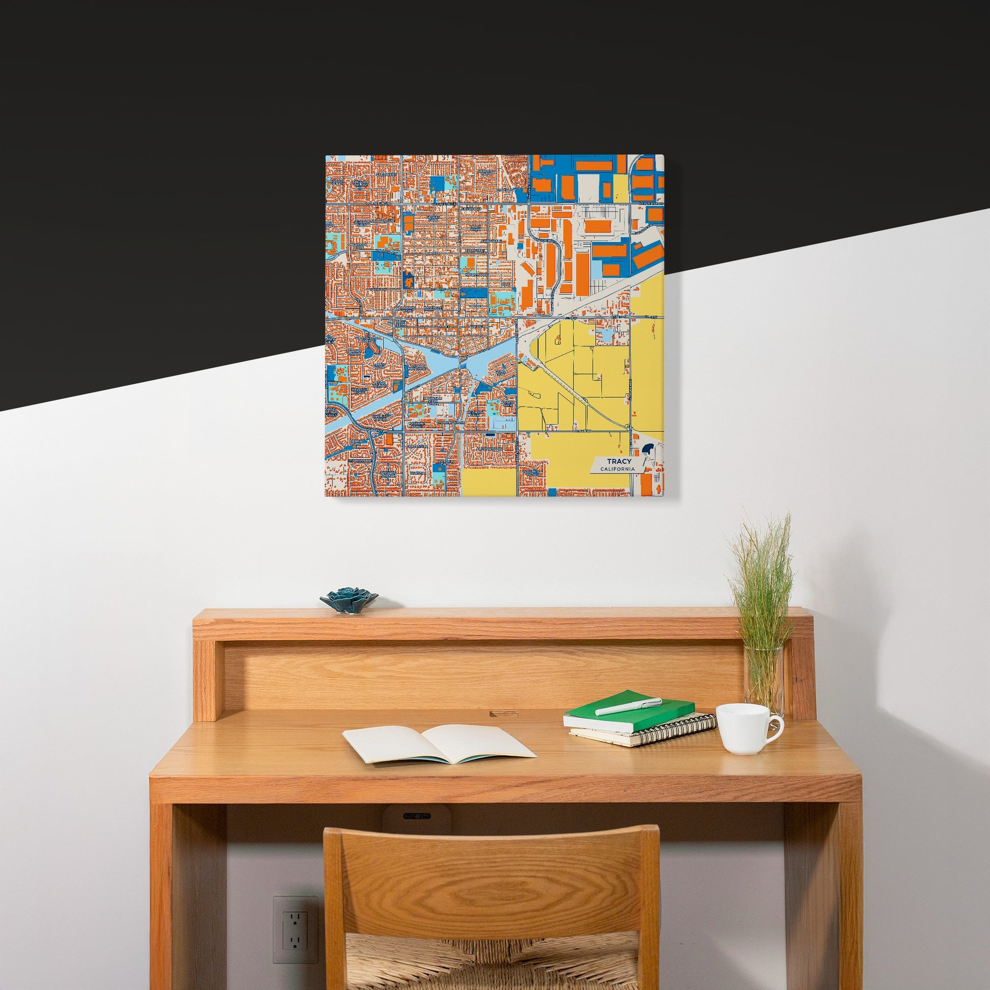 Tracy California Colorful City Map Canvas Print Scene