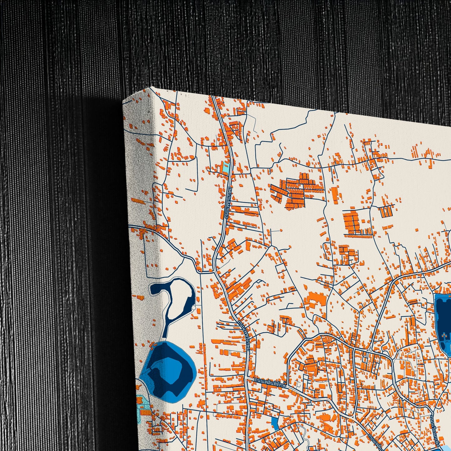 Trang Thailand Colorful City Map Canvas Print Detail