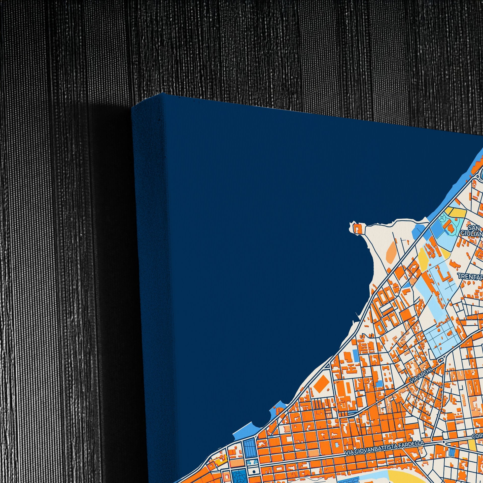 Trapani Italy Colorful City Map Canvas Print Detail