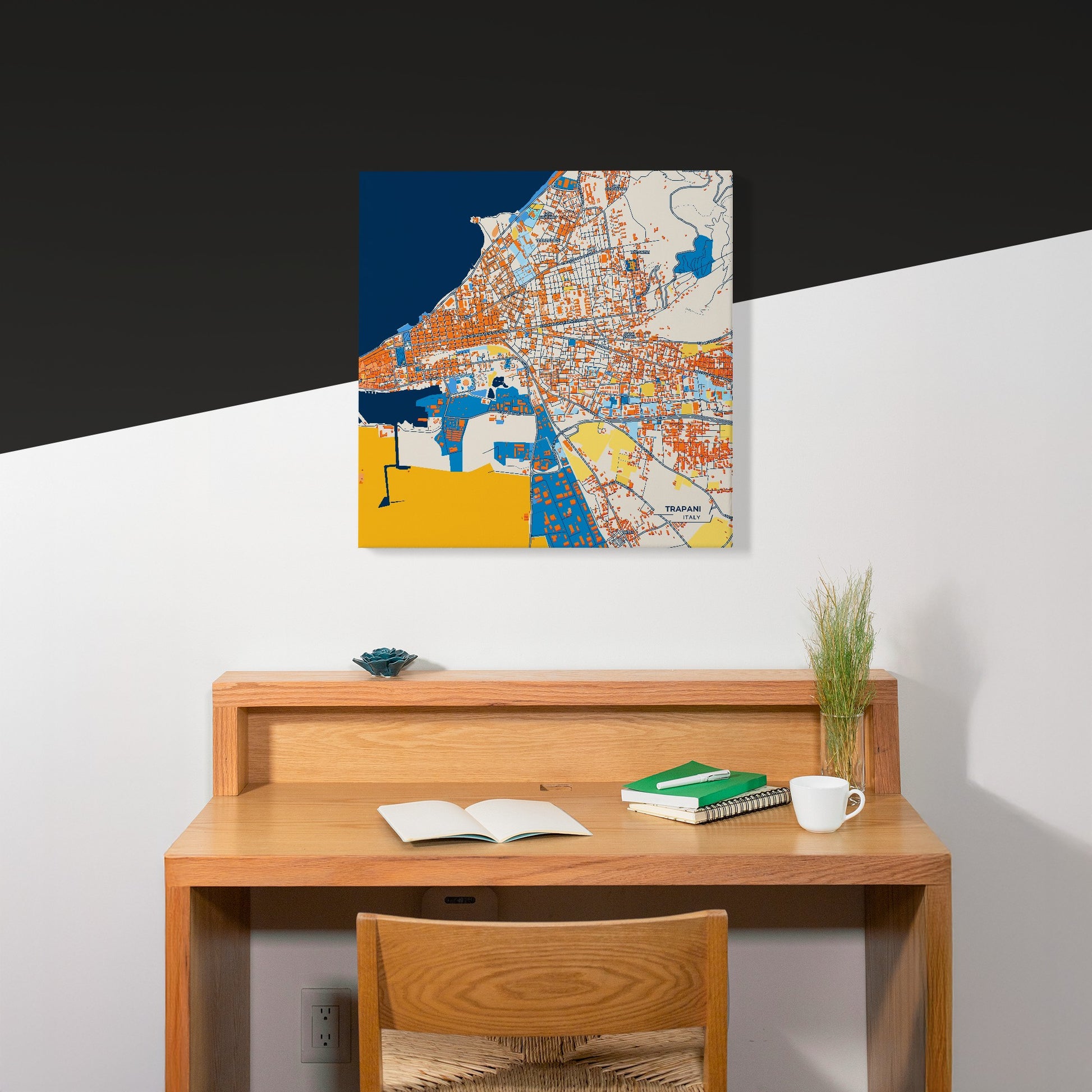 Trapani Italy Colorful City Map Canvas Print Scene