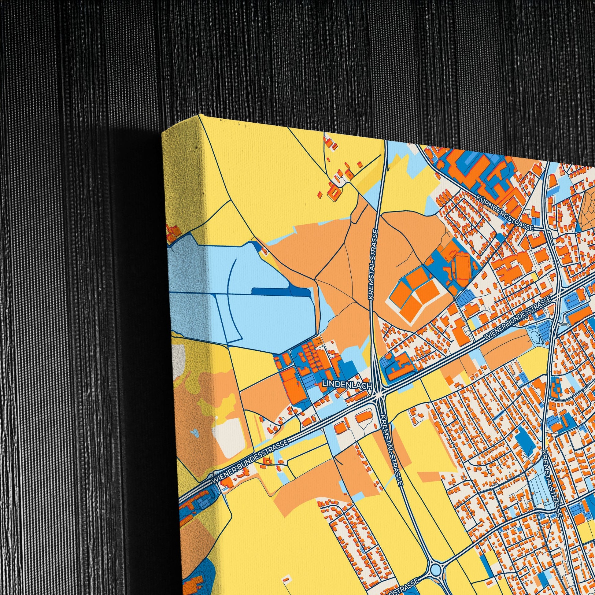 Traun Austria Colorful City Map Canvas Print Detail