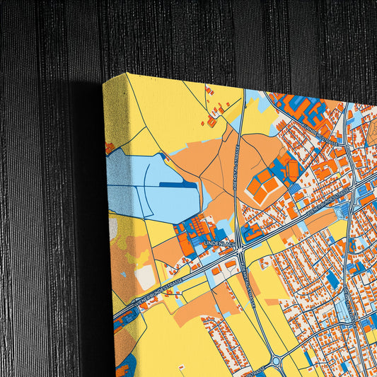 Traun Austria Colorful City Map Canvas Print Detail