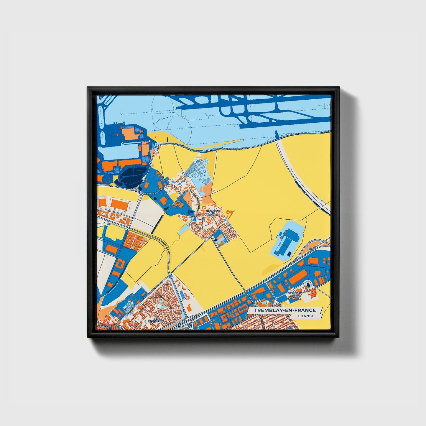 Tremblay-En-France France Colorful City Map Canvas Print • Black Framed