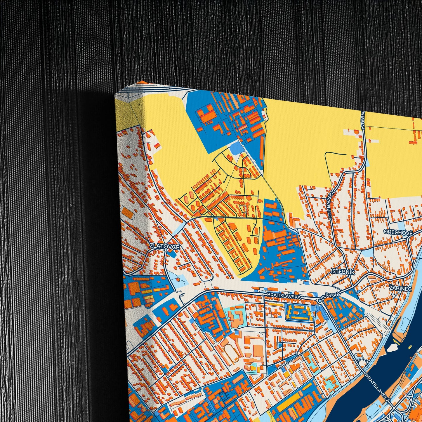 Trenčín Slovakia Colorful City Map Canvas Print Detail