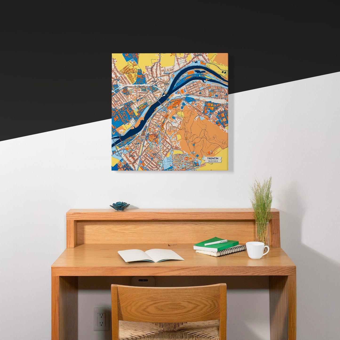 Trenčín Slovakia Colorful City Map Canvas Print Scene