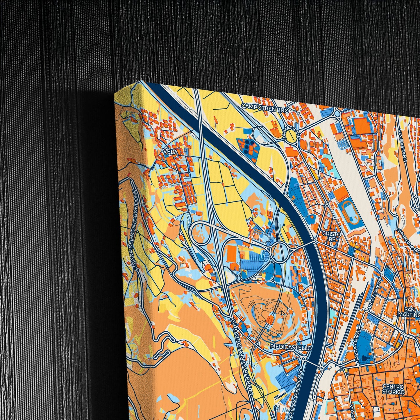 Trento Italy Colorful City Map Canvas Print Detail