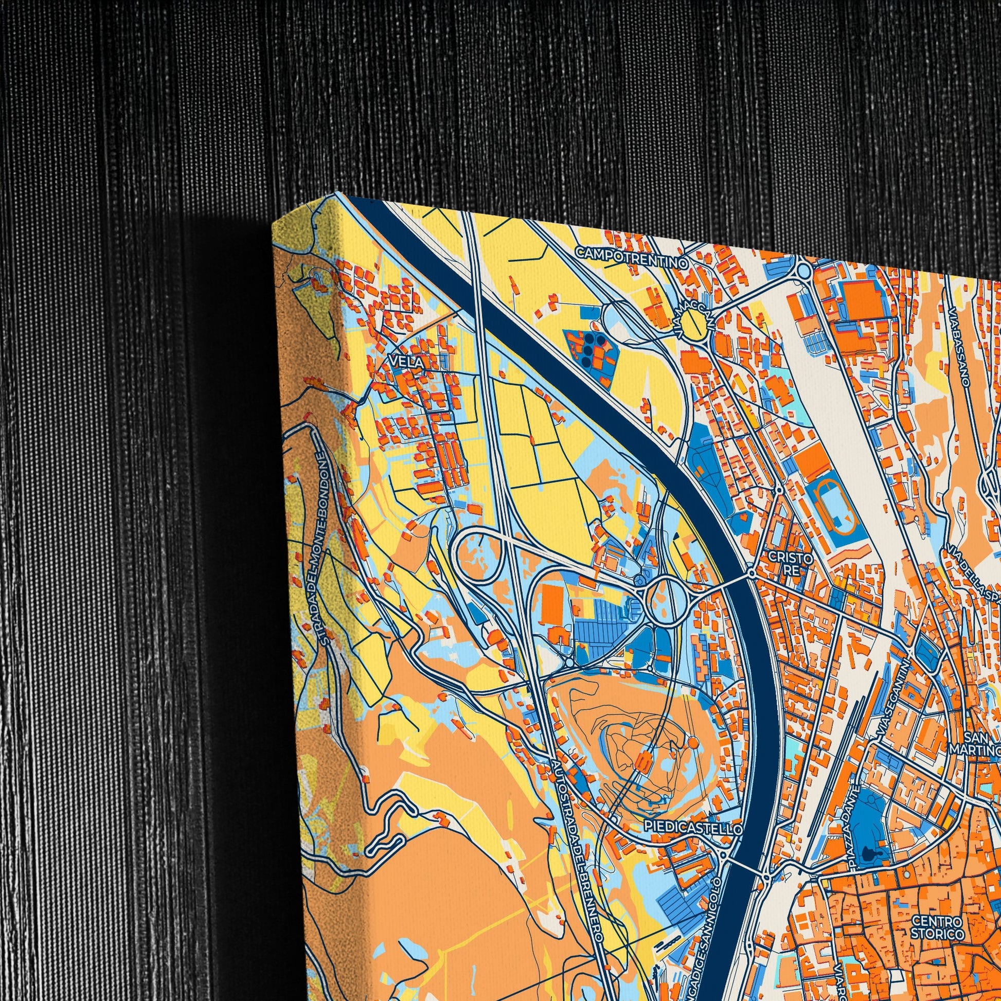 Trento Italy Colorful City Map Canvas Print Detail