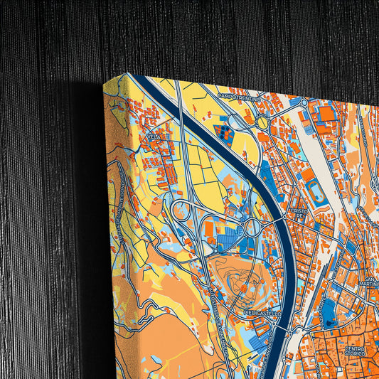 Trento Italy Colorful City Map Canvas Print Detail
