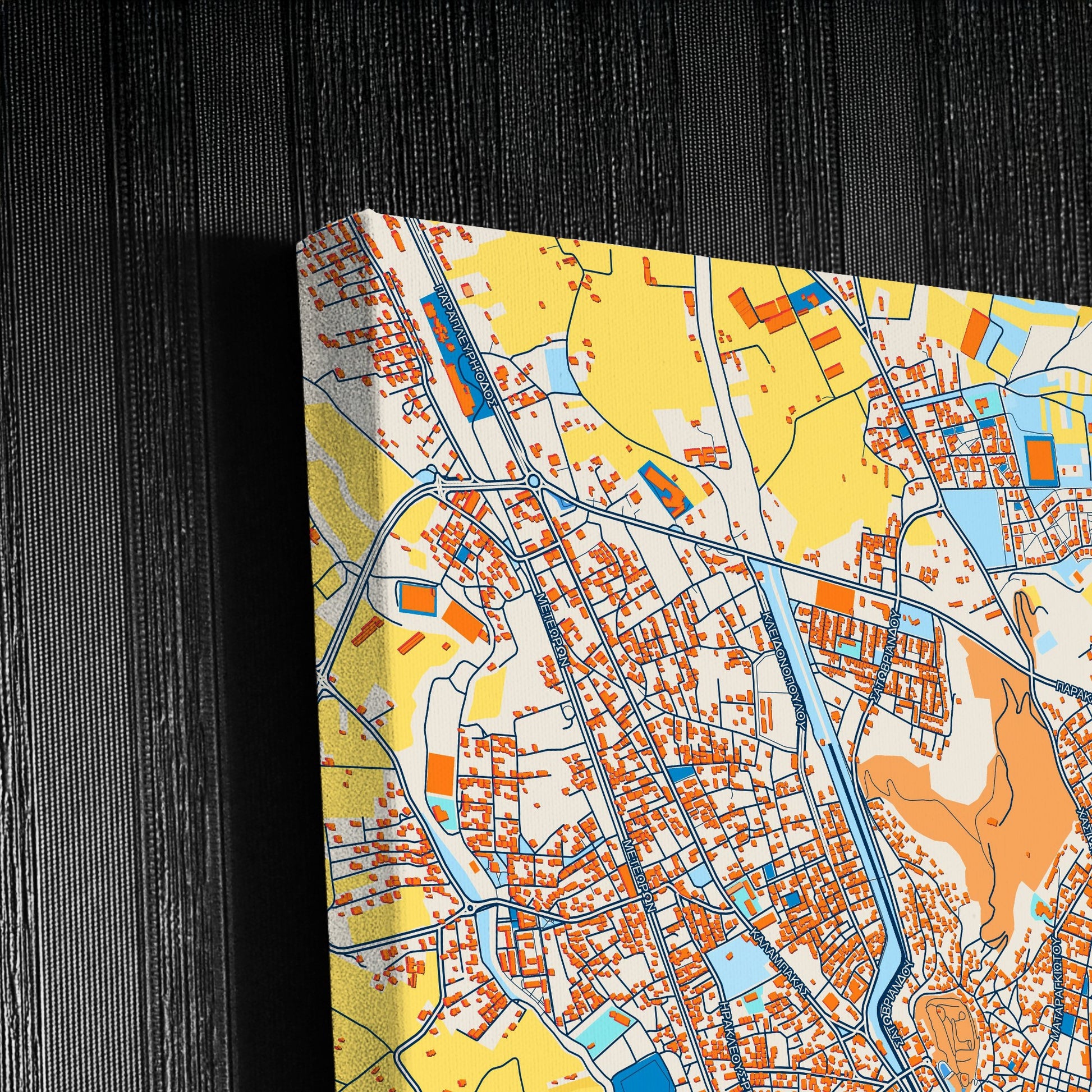 Τρικαλα Greece Colorful City Map Canvas Print Detail