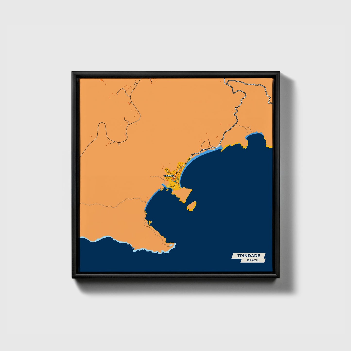 Trindade Brazil Colorful City Map Canvas Print • Black Framed