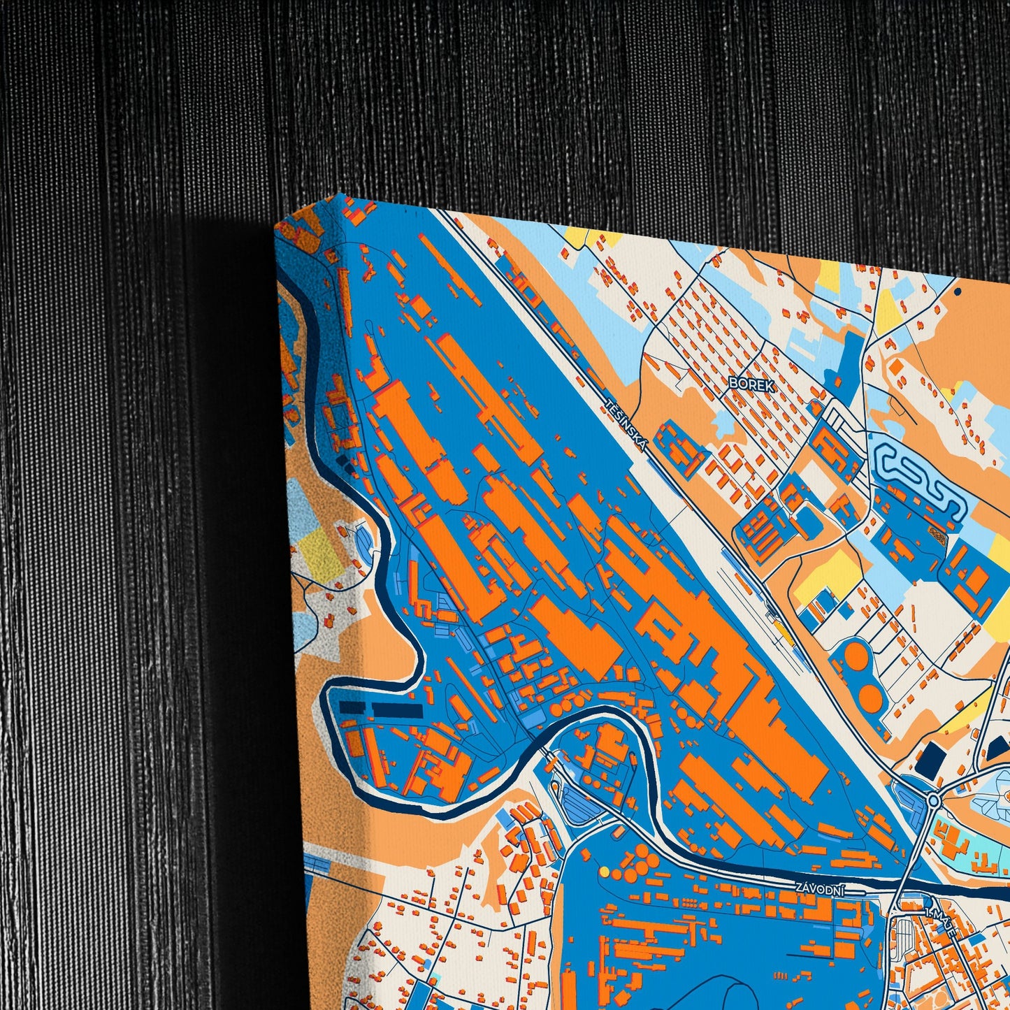 Třinec Czechia Colorful City Map Canvas Print Detail