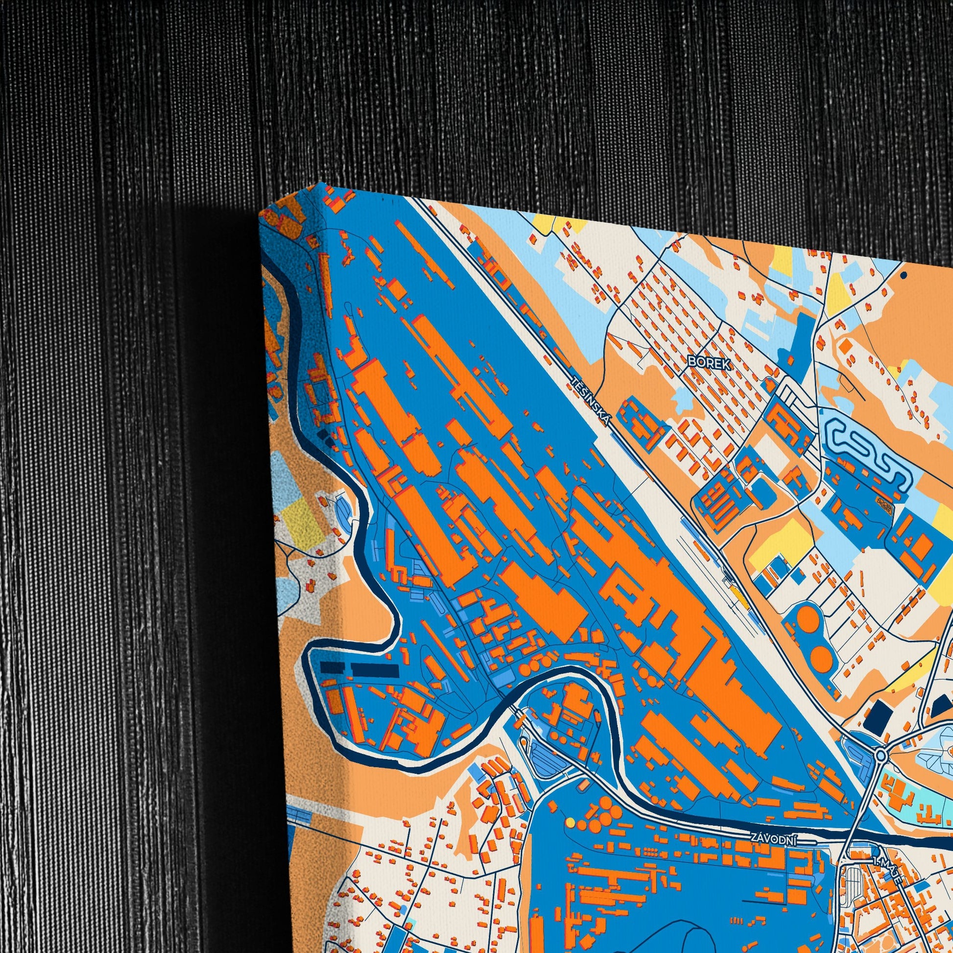 Třinec Czechia Colorful City Map Canvas Print Detail