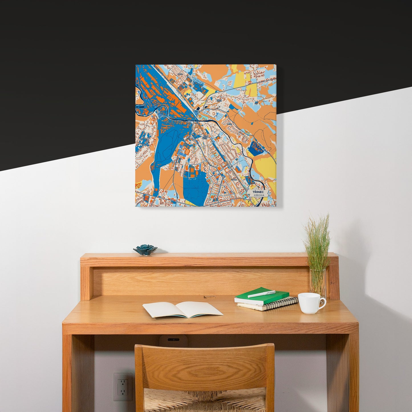 Třinec Czechia Colorful City Map Canvas Print Scene