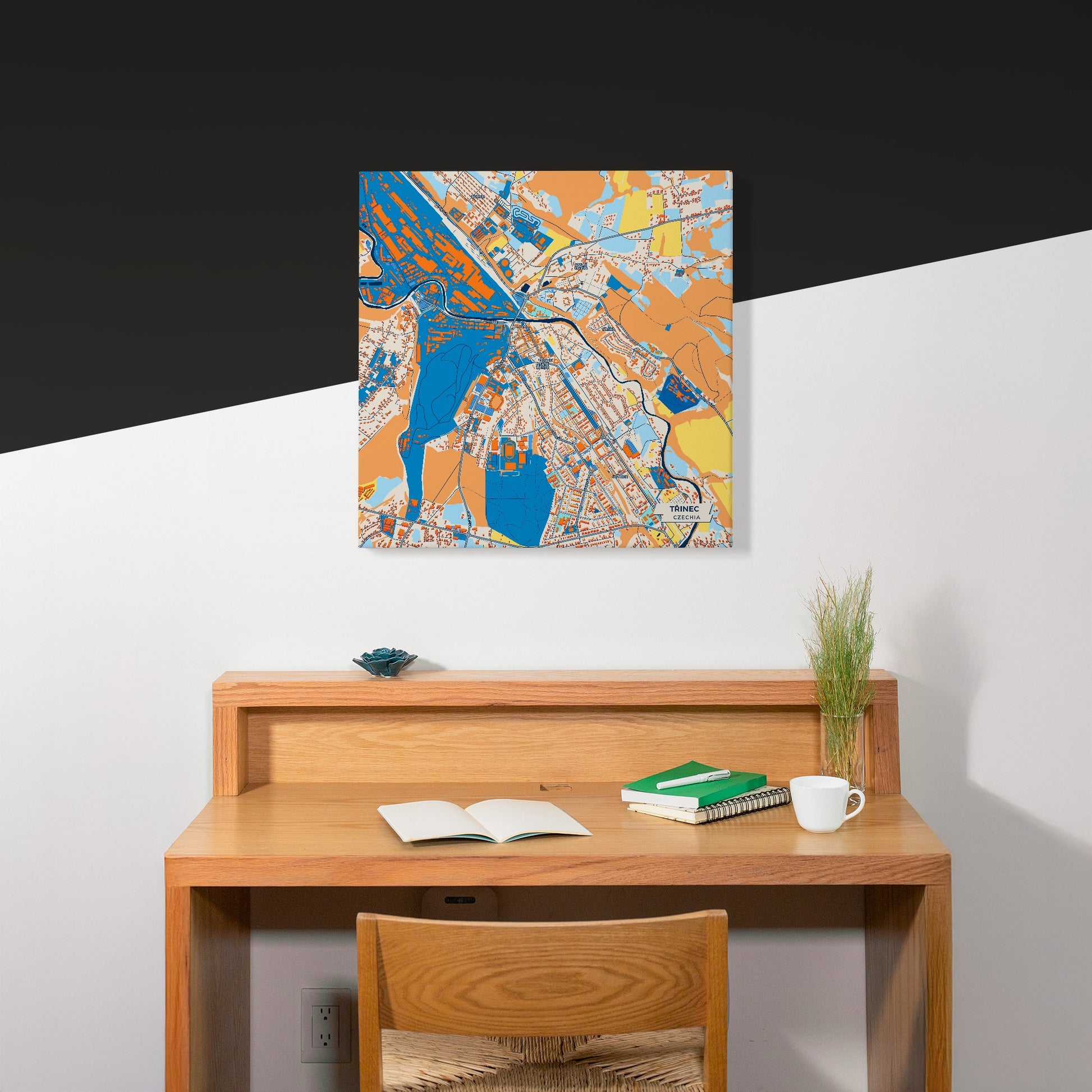 Třinec Czechia Colorful City Map Canvas Print Scene
