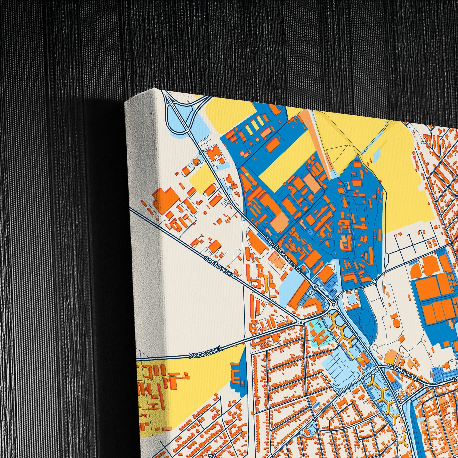 Trnava Slovakia Colorful City Map Canvas Print Detail