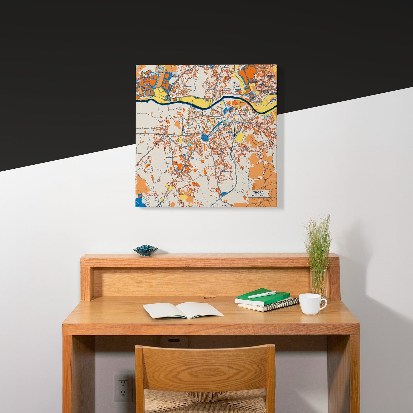 Trofa Portugal Colorful City Map Canvas Print Scene