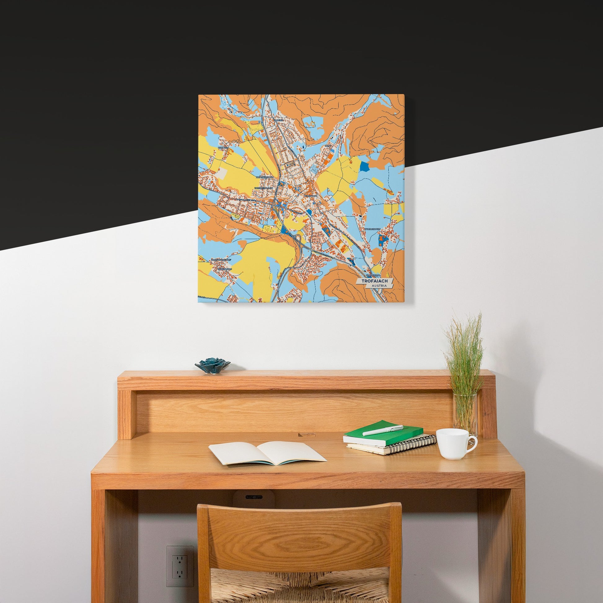Trofaiach Austria Colorful City Map Canvas Print Scene