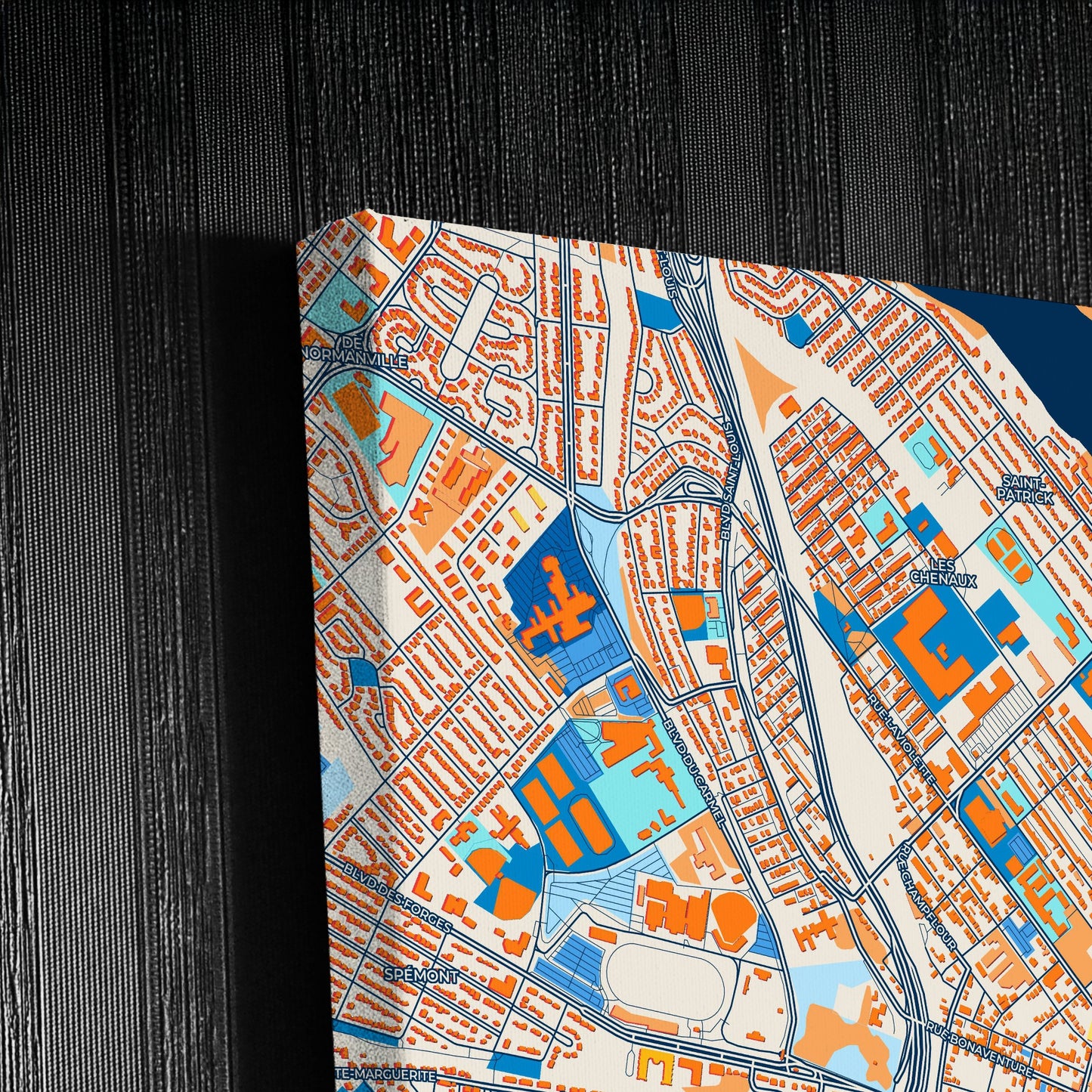 Trois-Rivières Canada Colorful City Map Canvas Print Detail