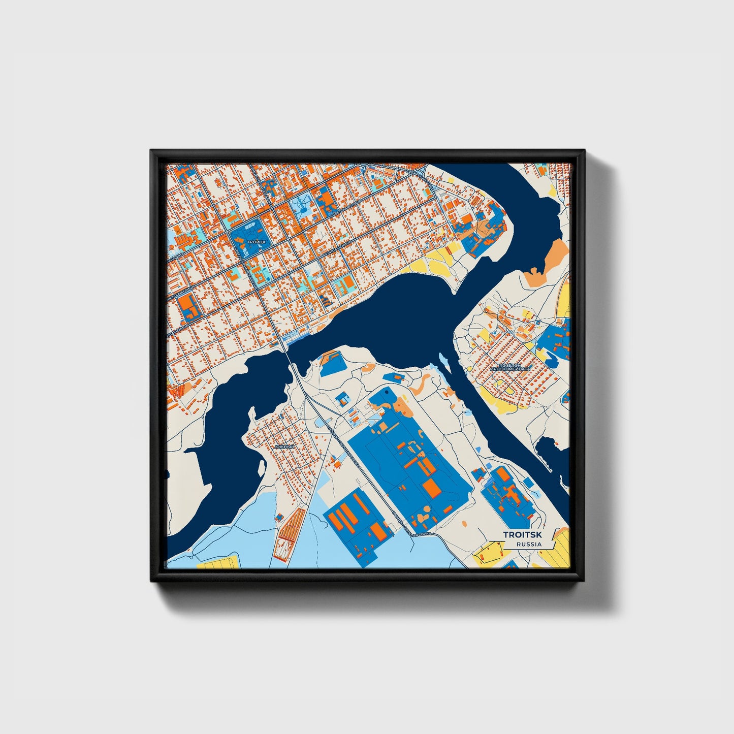 Троицкий Russia Colorful City Map Canvas Print • Black Framed