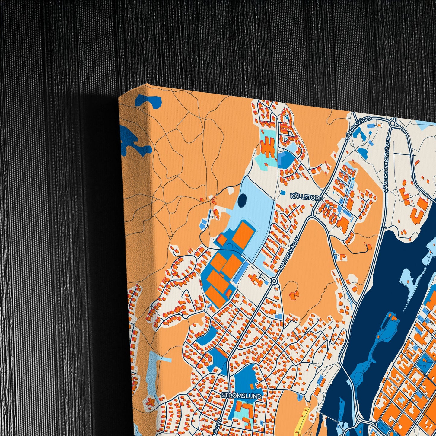 Trollhättan Sweden Colorful City Map Canvas Print Detail