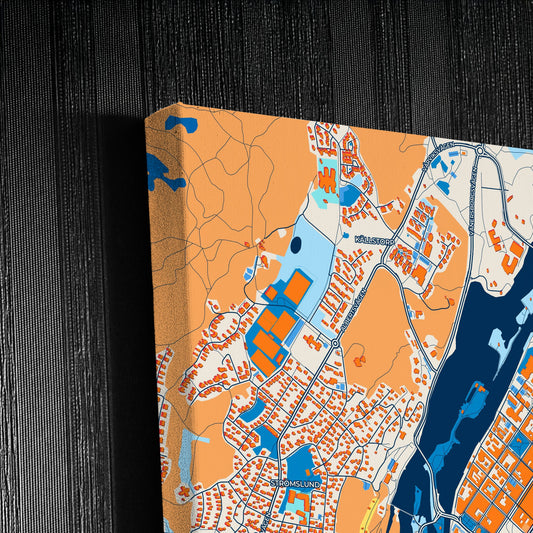 Trollhättan Sweden Colorful City Map Canvas Print Detail