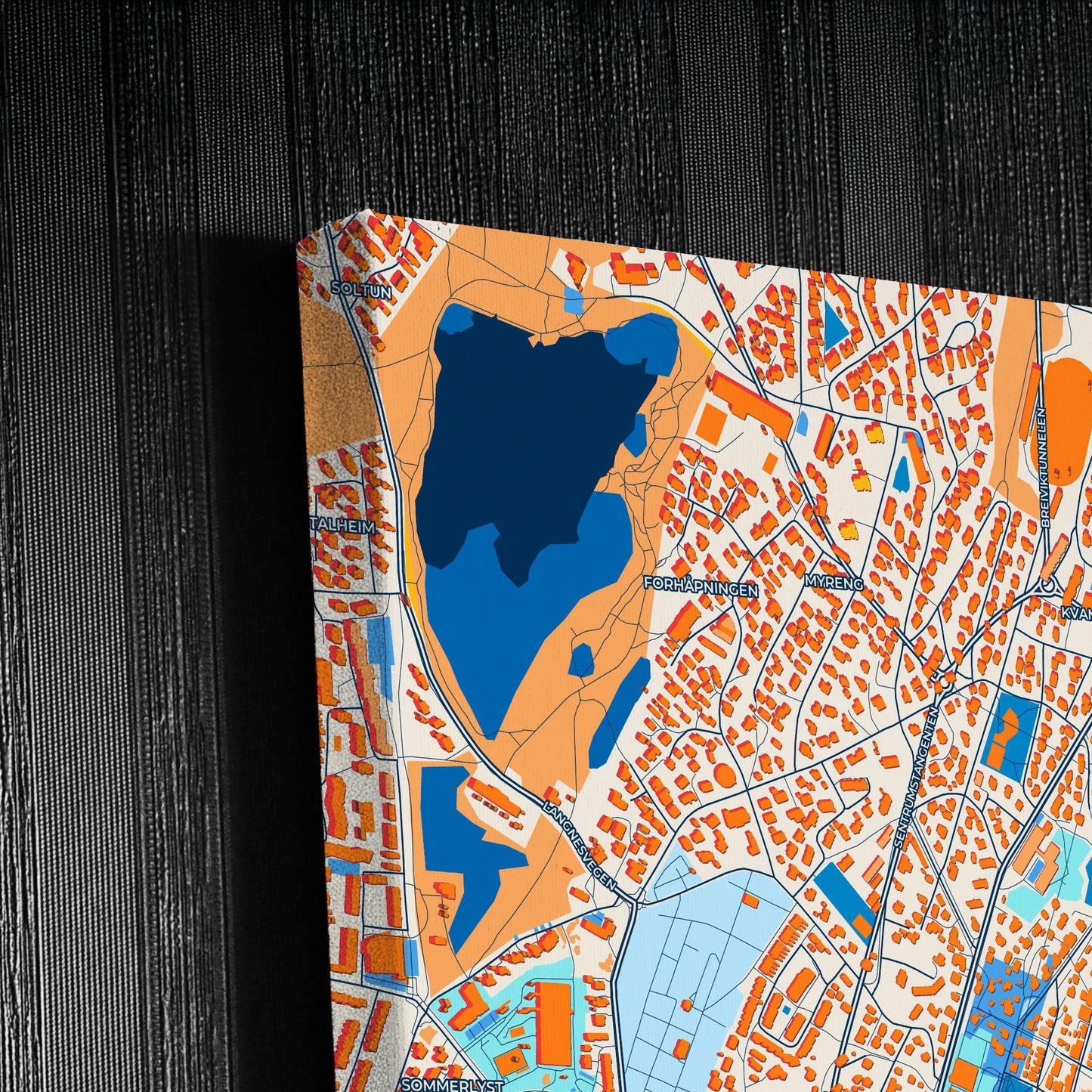 Tromsø Norway Colorful City Map Canvas Print Detail