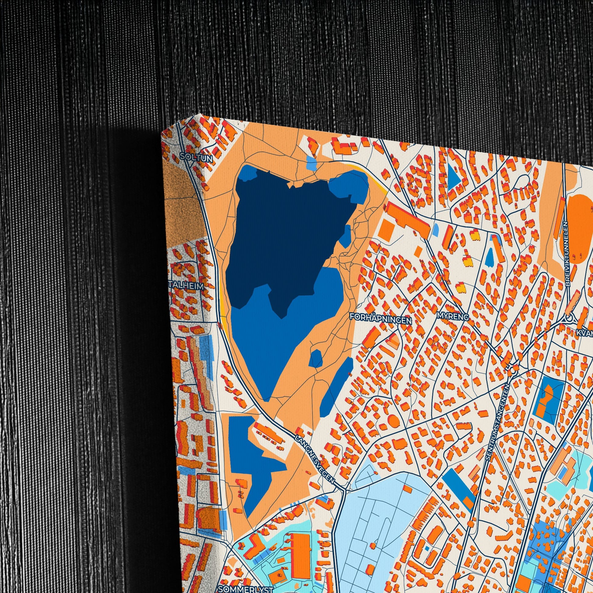 Tromsø Norway Colorful City Map Canvas Print Detail