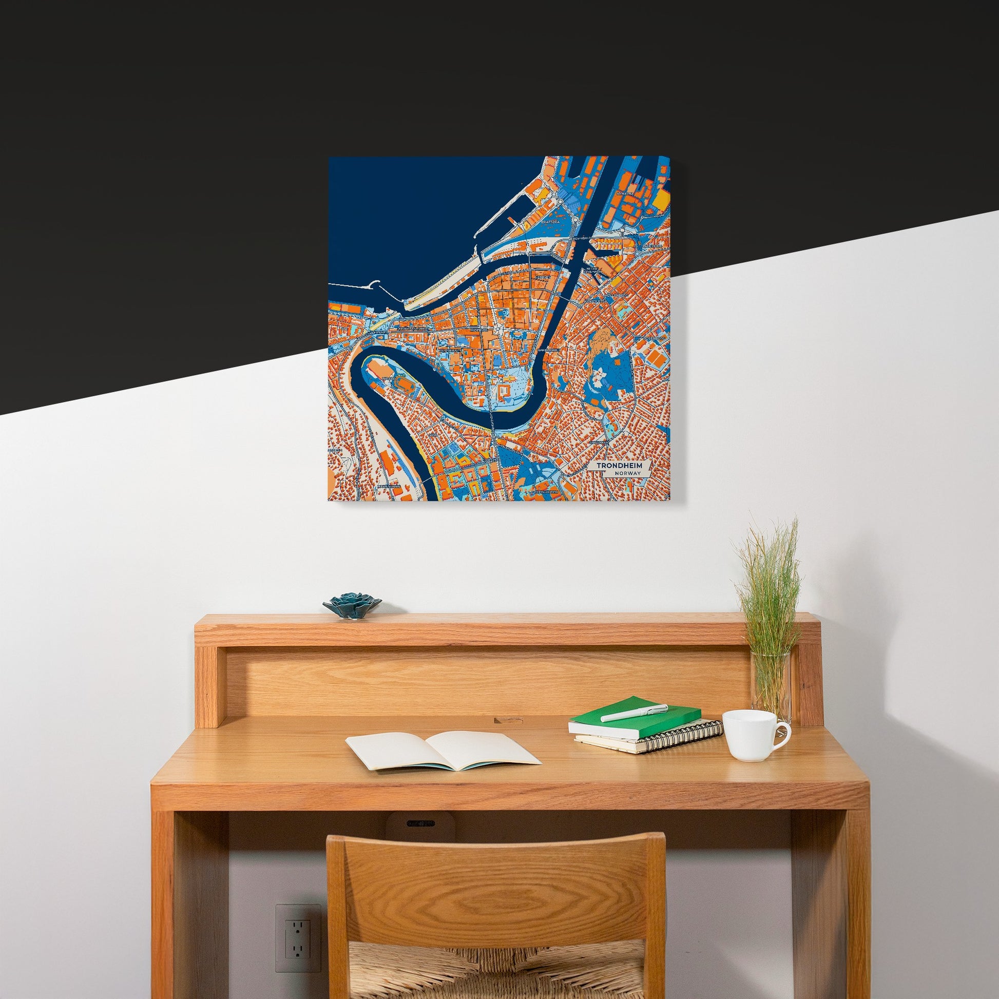 Trondheim Norway Colorful City Map Canvas Print Scene