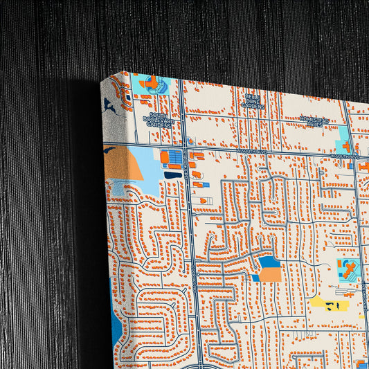 Troy Michigan Colorful City Map Canvas Print Detail