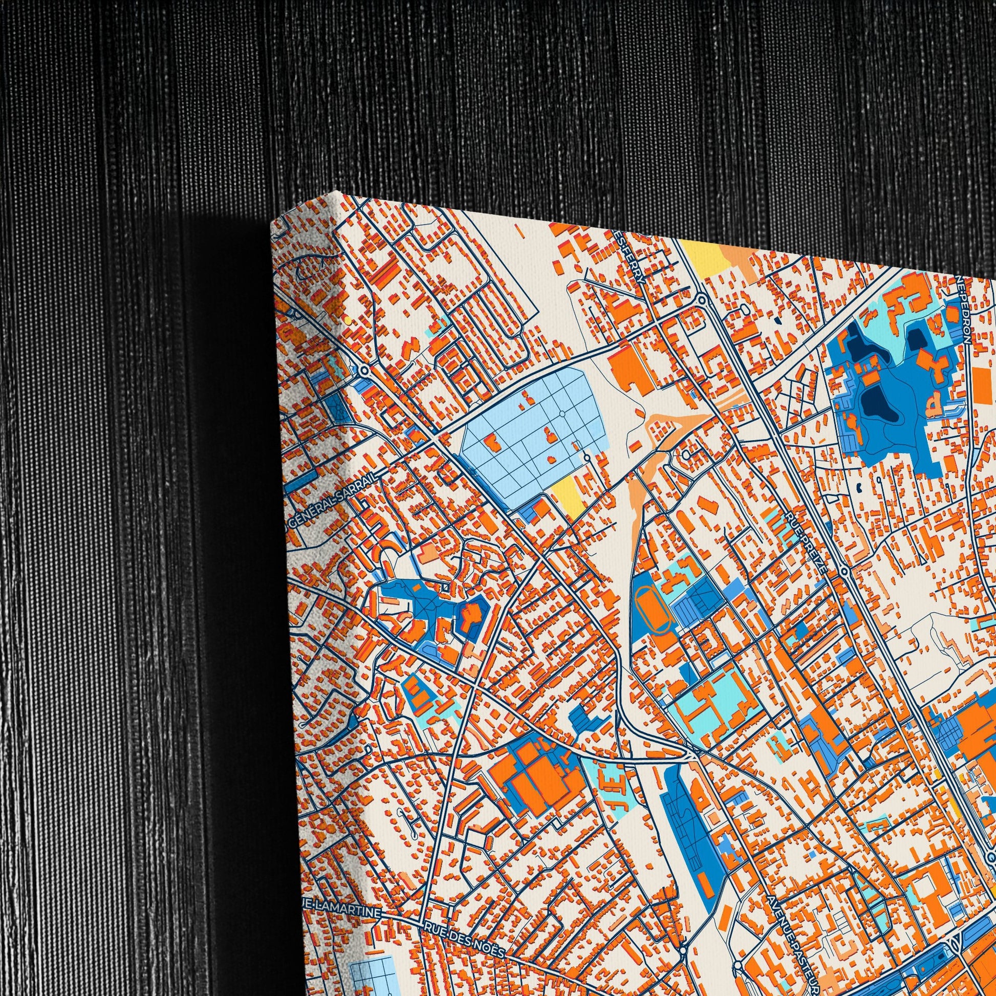 Troyes France Colorful City Map Canvas Print Detail