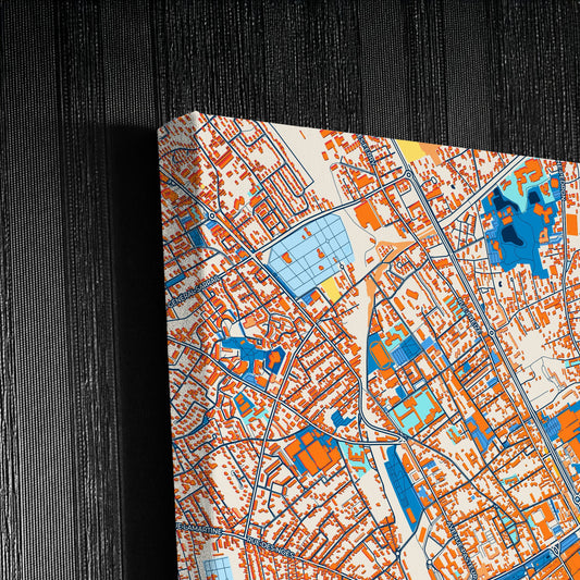 Troyes France Colorful City Map Canvas Print Detail