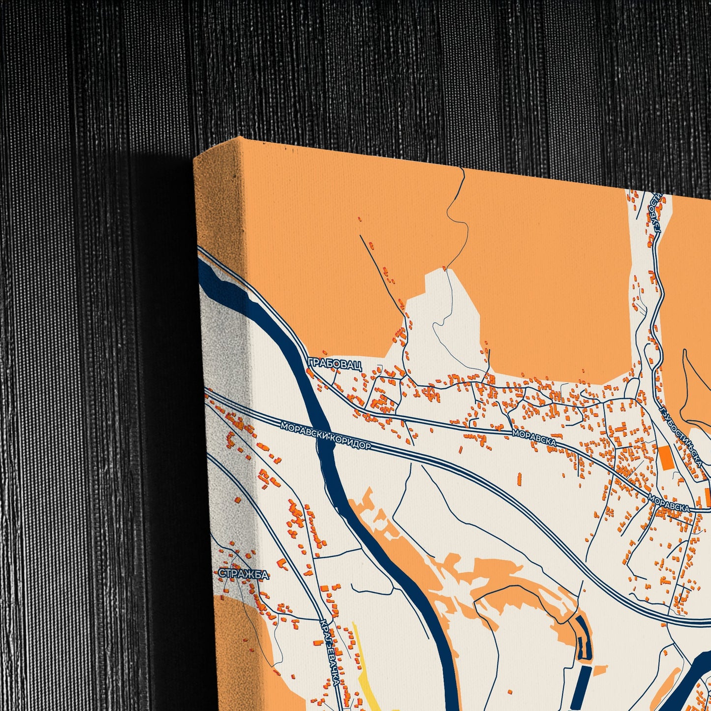 Трстеник Serbia Colorful City Map Canvas Print Detail