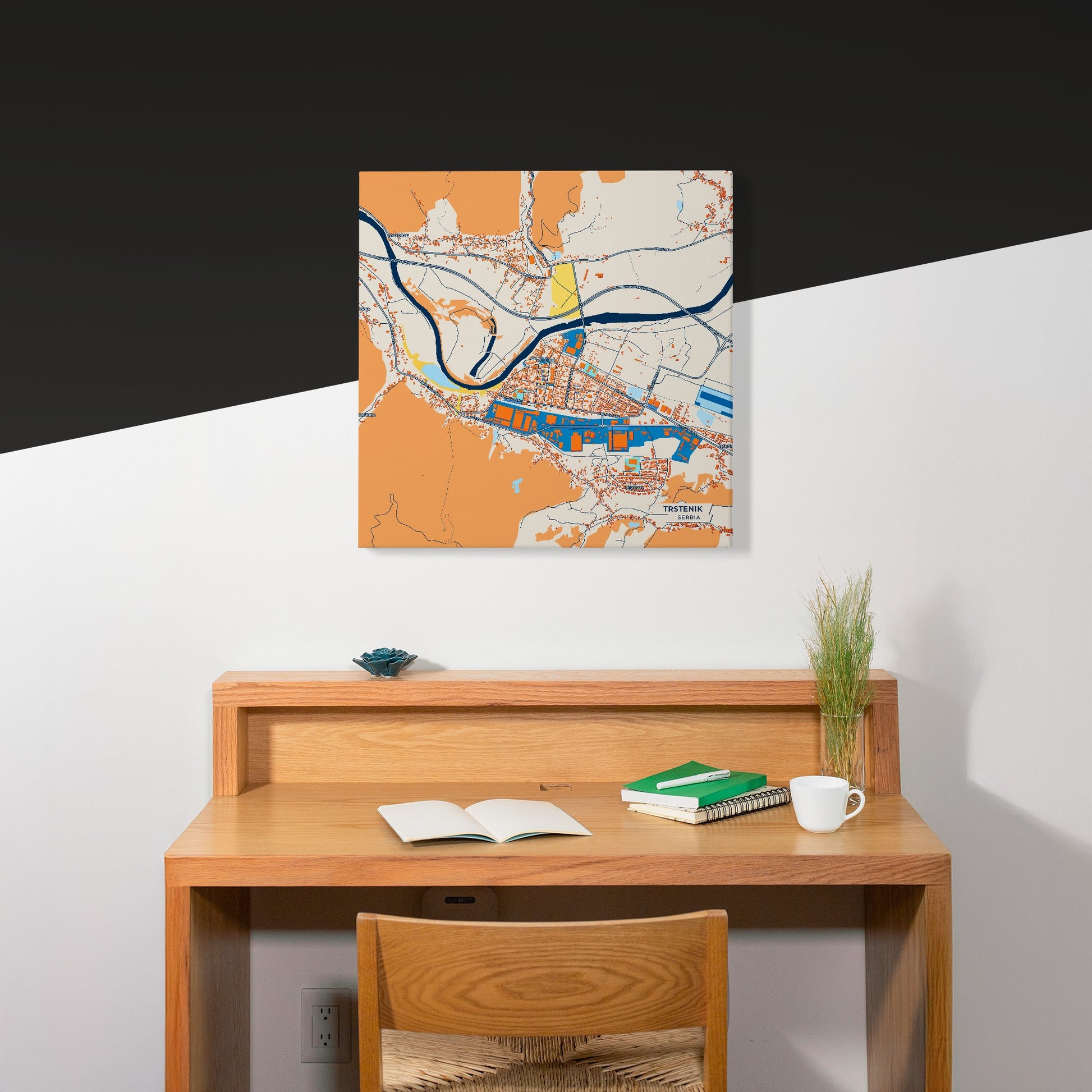 Трстеник Serbia Colorful City Map Canvas Print Scene