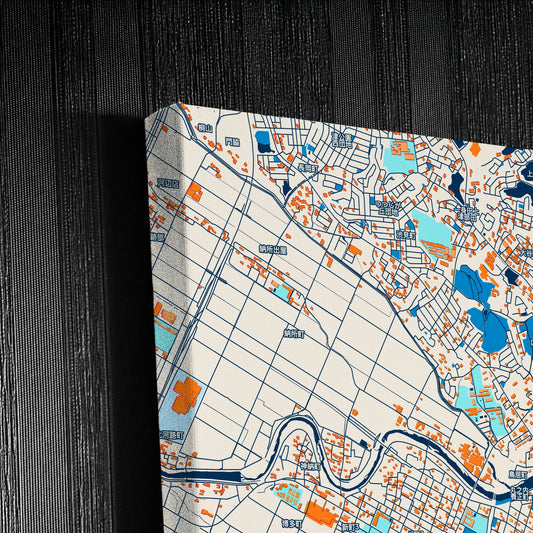 Tsu Japan Colorful City Map Canvas Print Detail